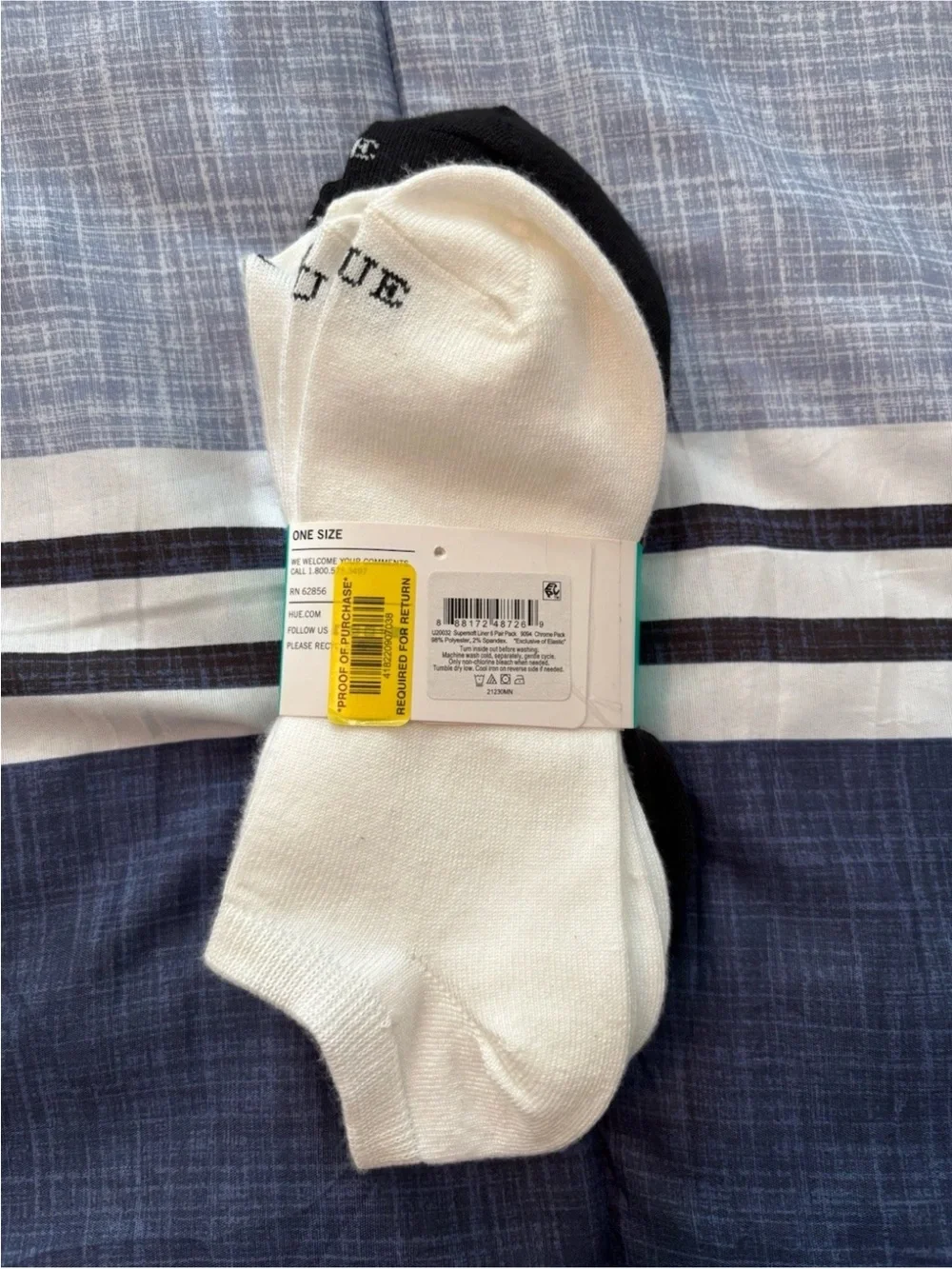 HUE Super Soft Liner Socks - Gray, Black, White (6 Pack)